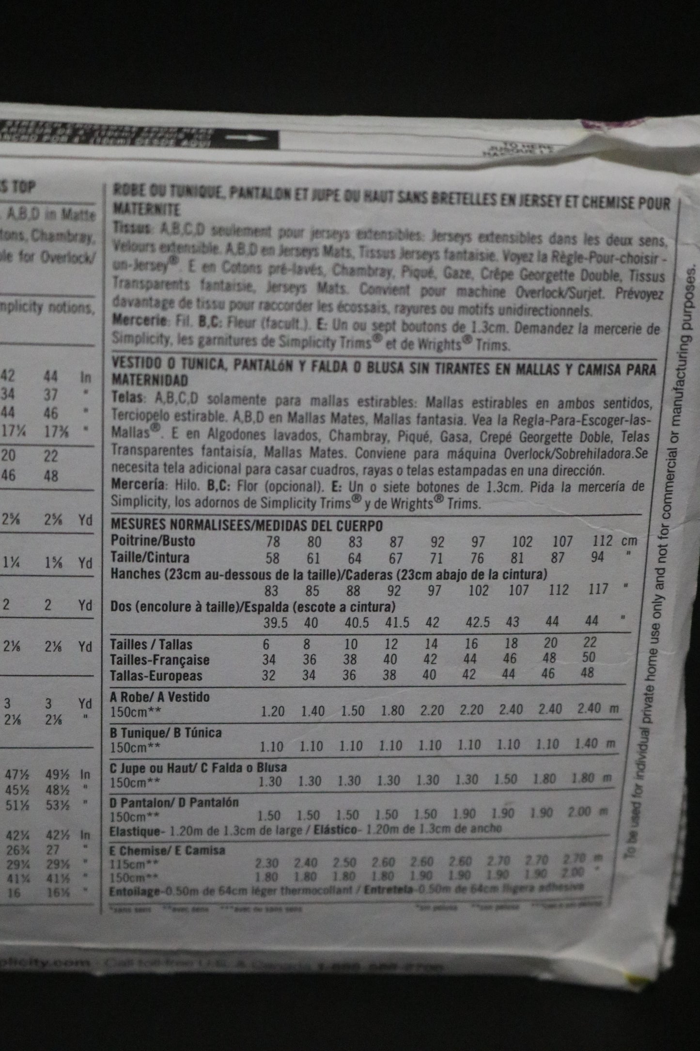 Simplicity 4704 Maternity Shirt and Knit Dress or Tunic, Pants and Skirt or Strapless Top Sewing Pattern UNCUT Size 6 8 10 12