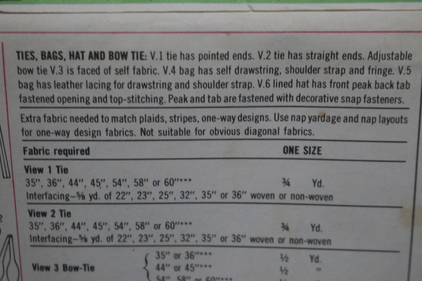 Simplicity 8723 Ties, Bags, Hat and Bow Tie Sewing Pattern - UNCUT