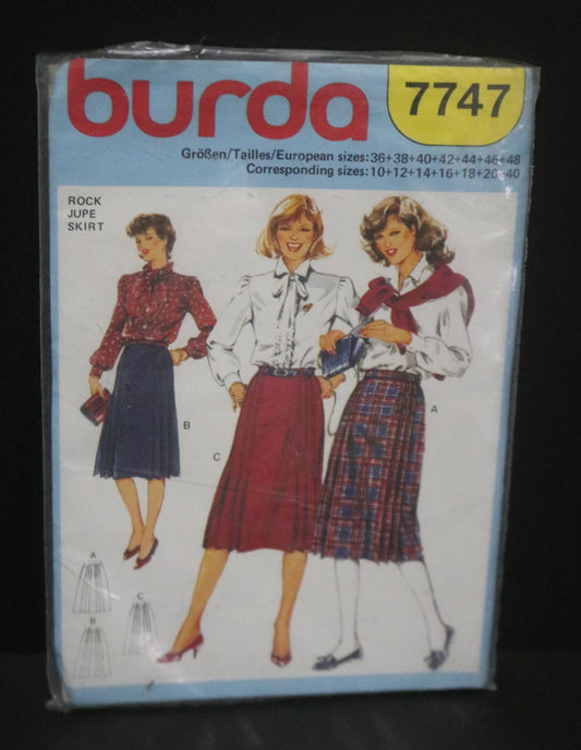 Burda 7747 Misses Skirt Sewing Pattern - UNCUT - Size 10 12 14 16 18 20 40