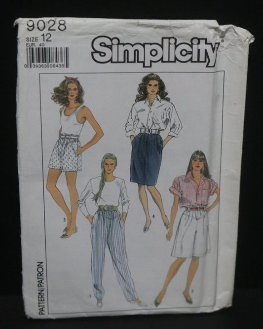 Simplicity 9028 Misses Shorts Pants Skirt and Walking Shorts Sewing Pattern - UNCUT - Size 12