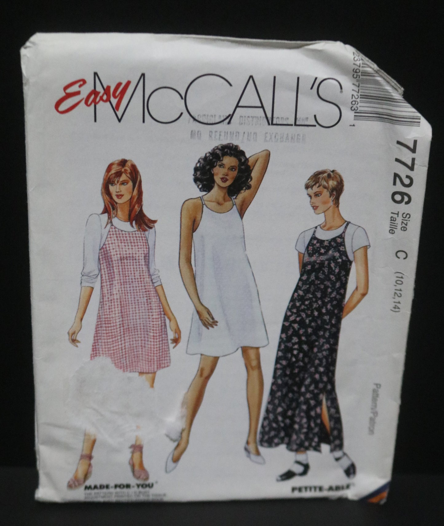 McCalls 7726 Misses Pullover Dress in Two Lengths Sewing Pattern - UNCUT - Size 10 12 14