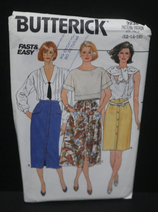 Butterick 3238 Misses Skirt Sewing Pattern - UNCUT - Size 12 14 16