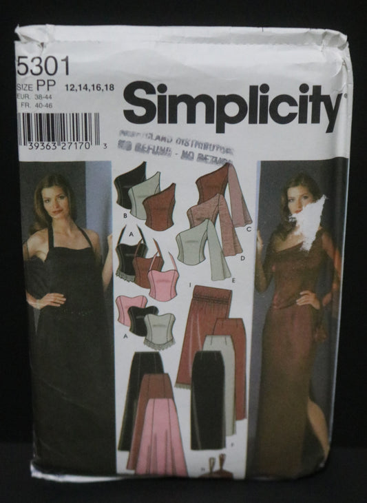 Simplicity 5301 Misses Evening Tops Slim and Flared Skirts Shawl and Purse Sewing Pattern - UNCUT - Size 12 14 16 18