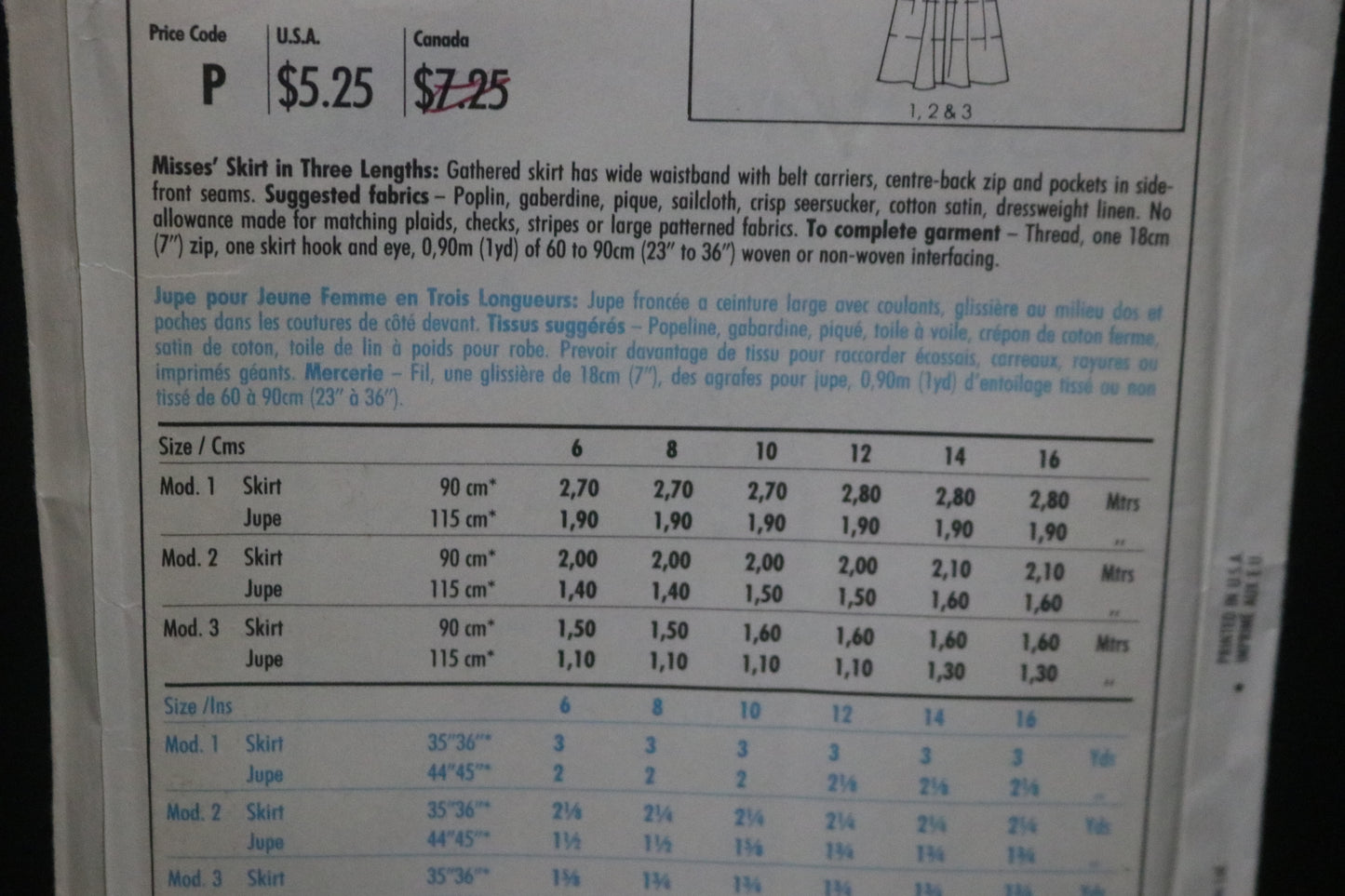 Style 1235 Misses Skirt in Three Lengths Sewing Pattern UNCUT Size 6 & 8