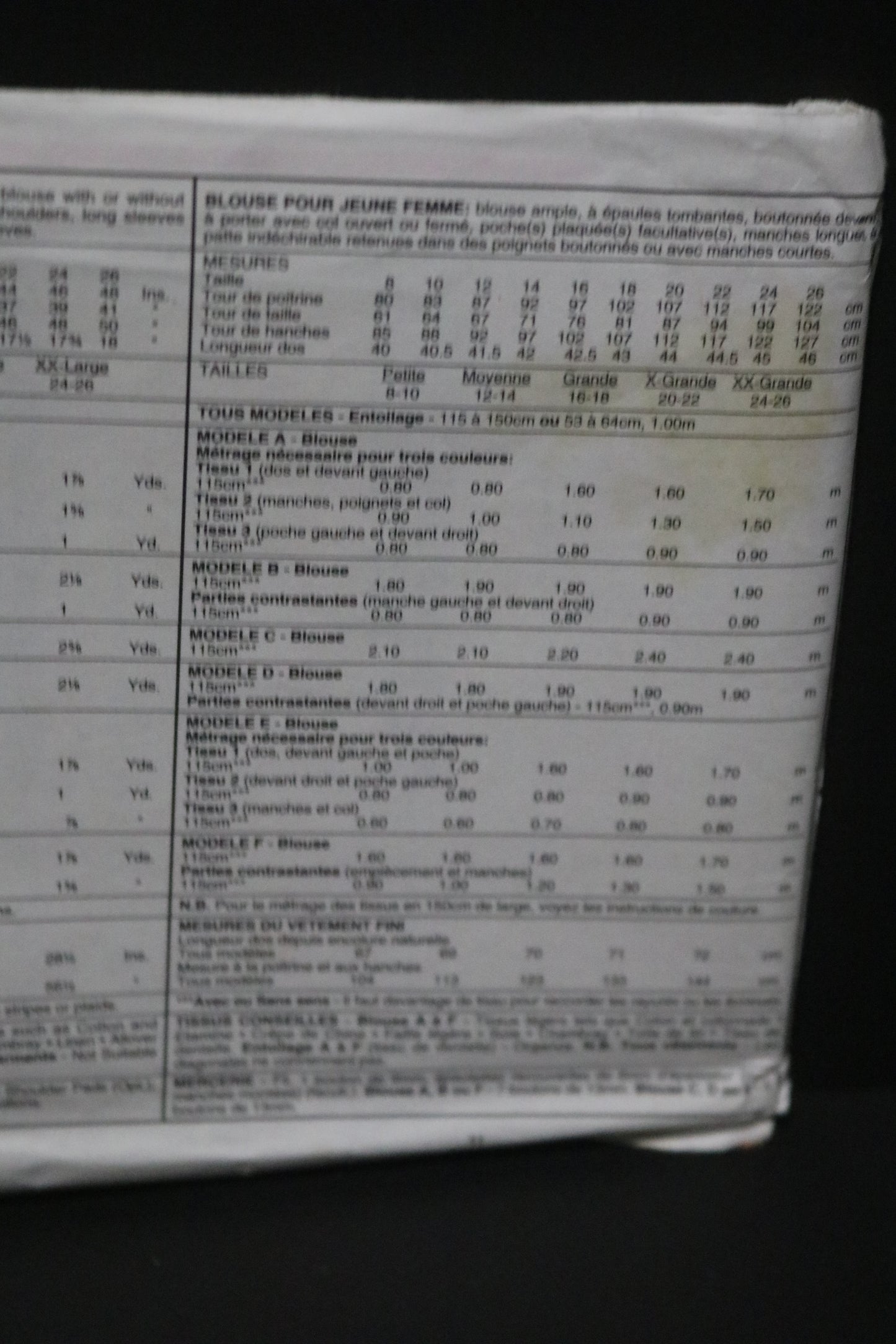 McCalls 7958 Misses Blouse Sewing Pattern UNCUT - Size Large (16,20) or Size XXL (24,26)