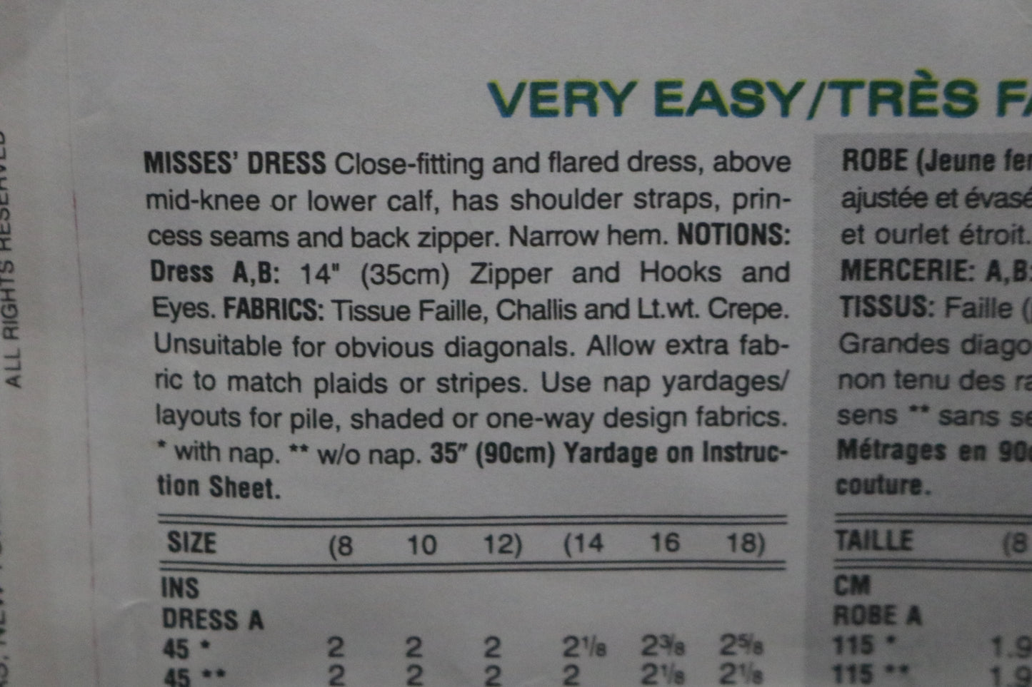 Vogue 8924 Misses Dress Sewing Pattern - UNCUT - Size 8 10 12