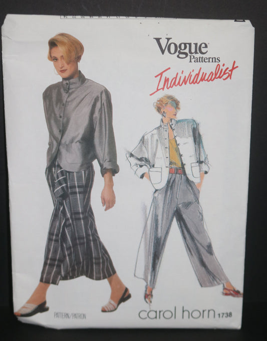 Vogue 1738 Carol Horn  Misses Jacket Skirt and Pants Sewing Pattern - UNCUT - Size 10