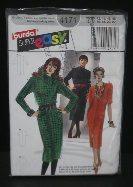 Burda 4171 Misses Dress Sewing Pattern - UNCUT - Size 12 14 16 18 20 22