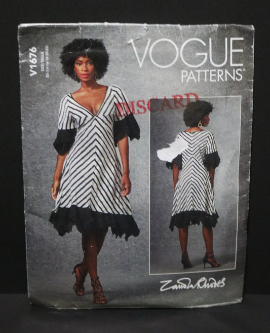 Vogue 1676 Zandra Rhodes Misses Dress Sewing Pattern - UNCUT - Size 14 16 18 20 22