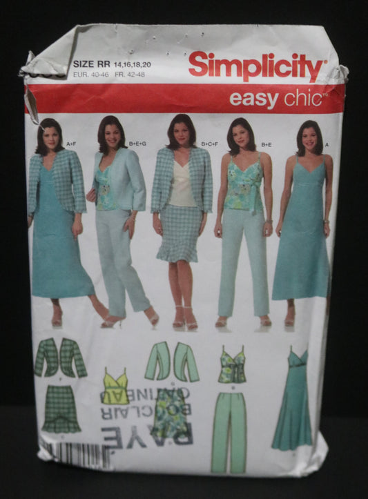 Simplicity 4638 Misses / miss Petite Dress or Top Skirt Pants and Jacket Sewing Pattern UNCUT Size 14 16 18 20