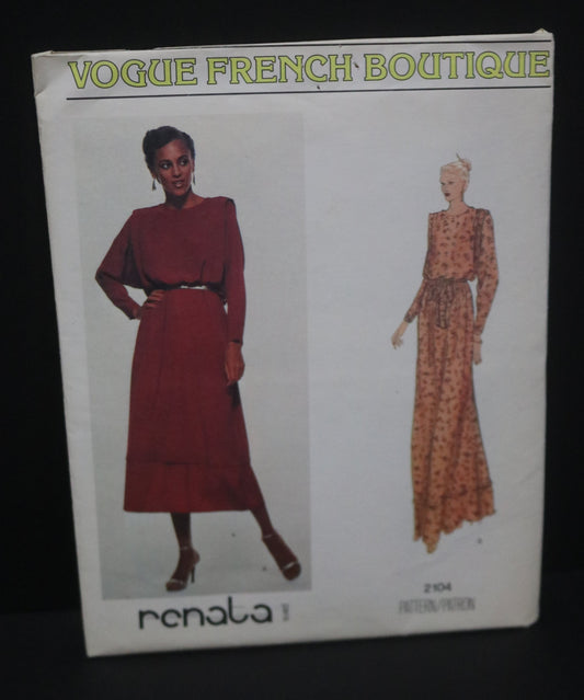 Vogue 2104 Renata Misses Dress Sewing Pattern - UNCUT -  Size 8