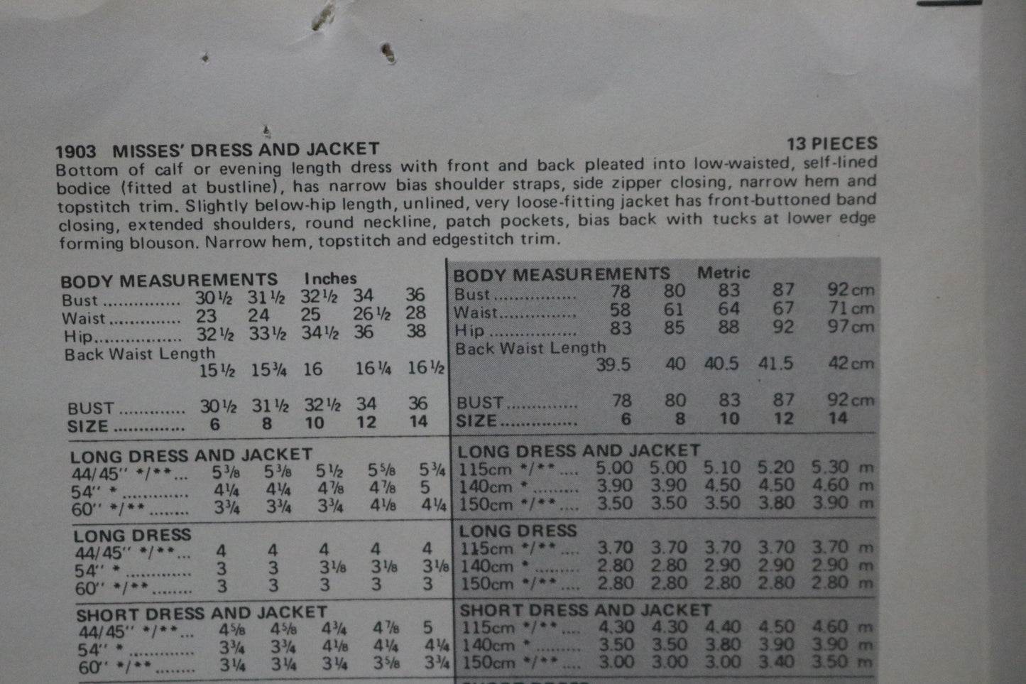 Vogue 1903 Chloe Misses Dress and Jacket Sewing Pattern - UNCUT - Size 8