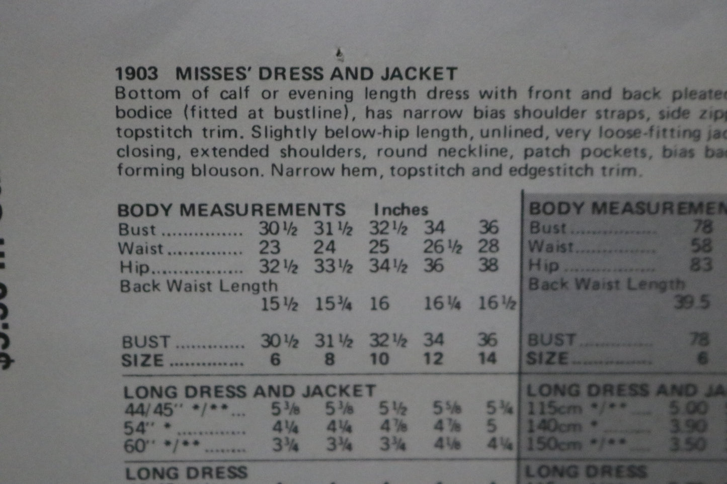 Vogue 1903 Chloe Misses Dress and Jacket Sewing Pattern - UNCUT - Size 8