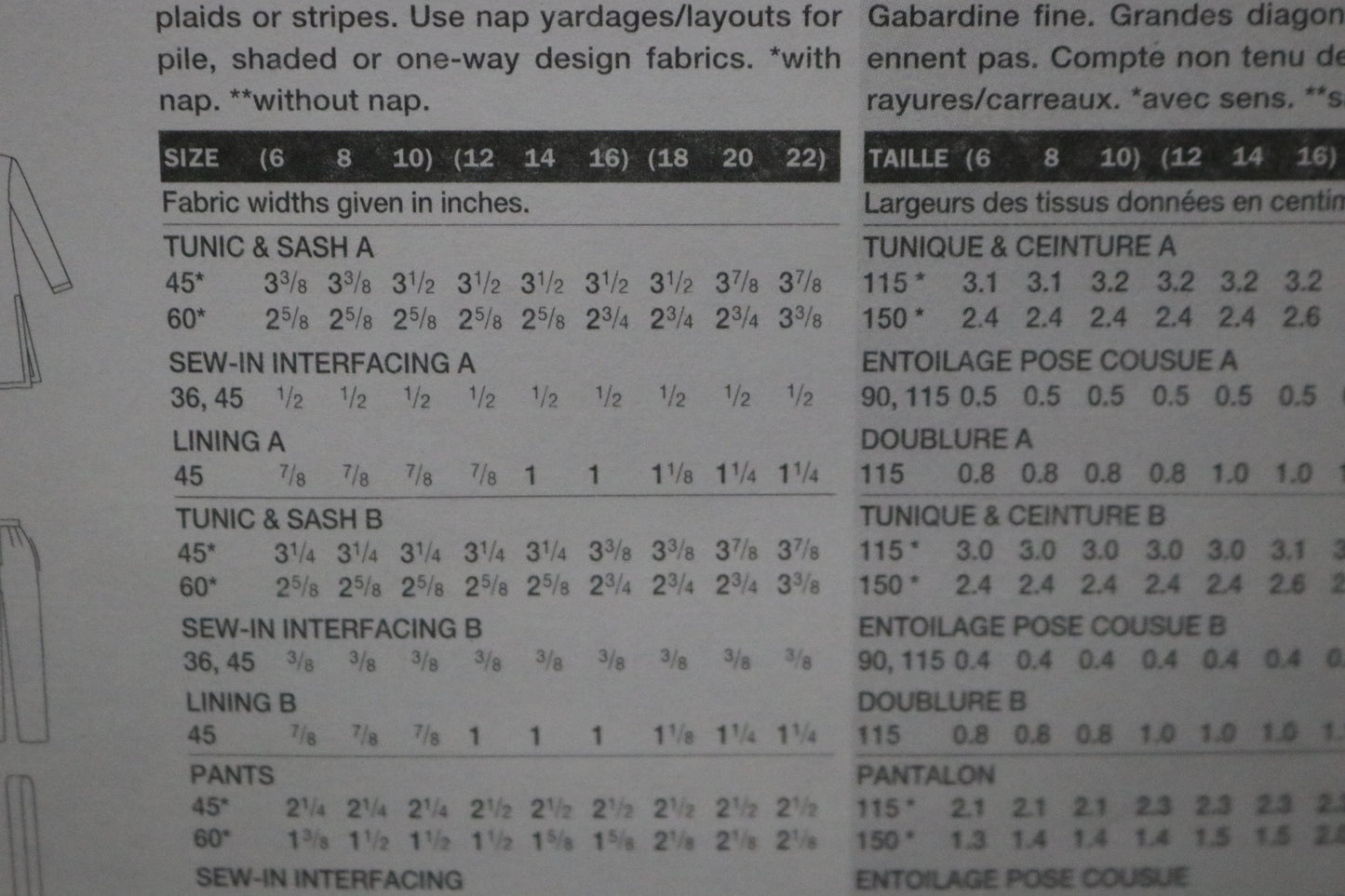Vogue 2180 Yves Saint Laurent Misses / Misses Petite Tunic Sash and Pants Sewing Pattern - UNCUT -  Size 6 8 10