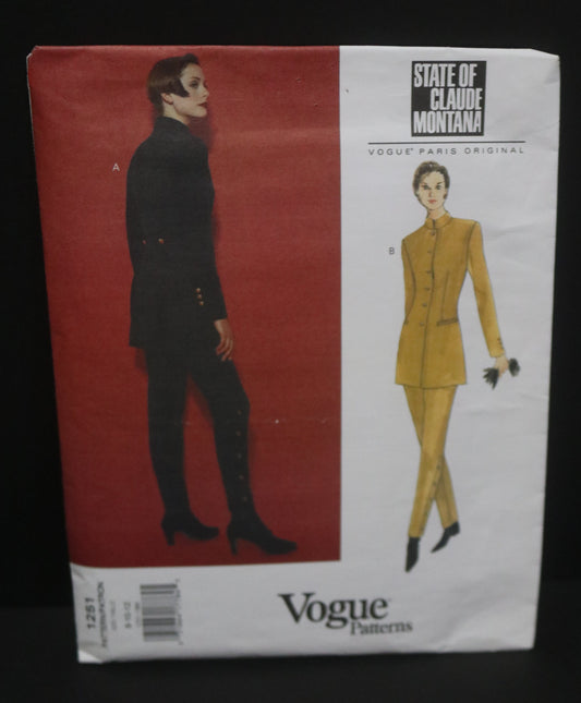 Vogue 1251 Claude Montana Misses Jacket and Pants Sewing Pattern - UNCUT - Size 8 10 12