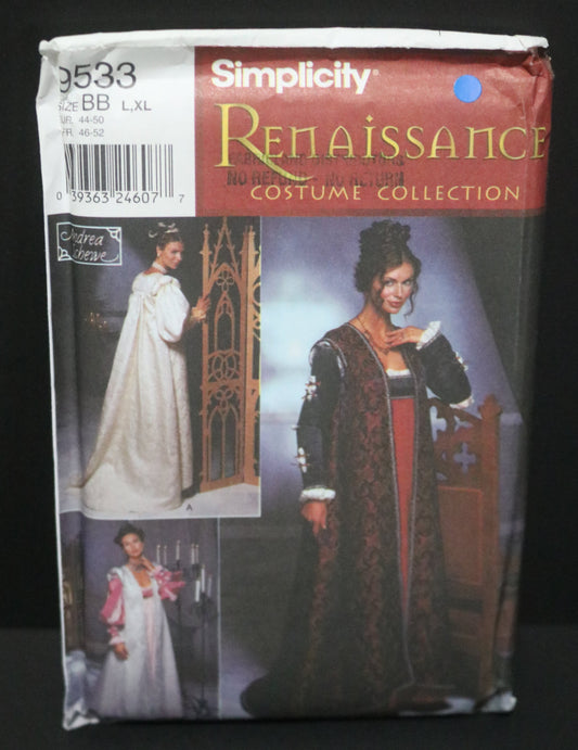 Simplicity 9533 Andrea Schewe Misses Renaissance Gown Costumes Sewing Pattern UNCUT  - Size L - XL