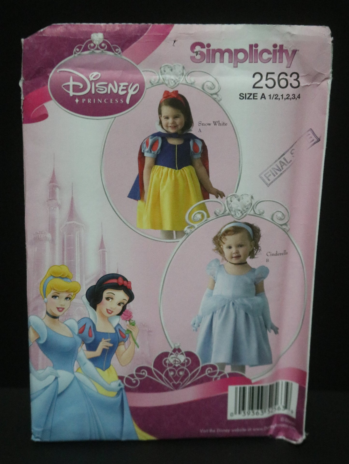 Simplicity 2563 Toddlers Girls Snow White and Cinderella Costume Sewing Pattern - UNCUT - Size 1/2 1 2 3 4