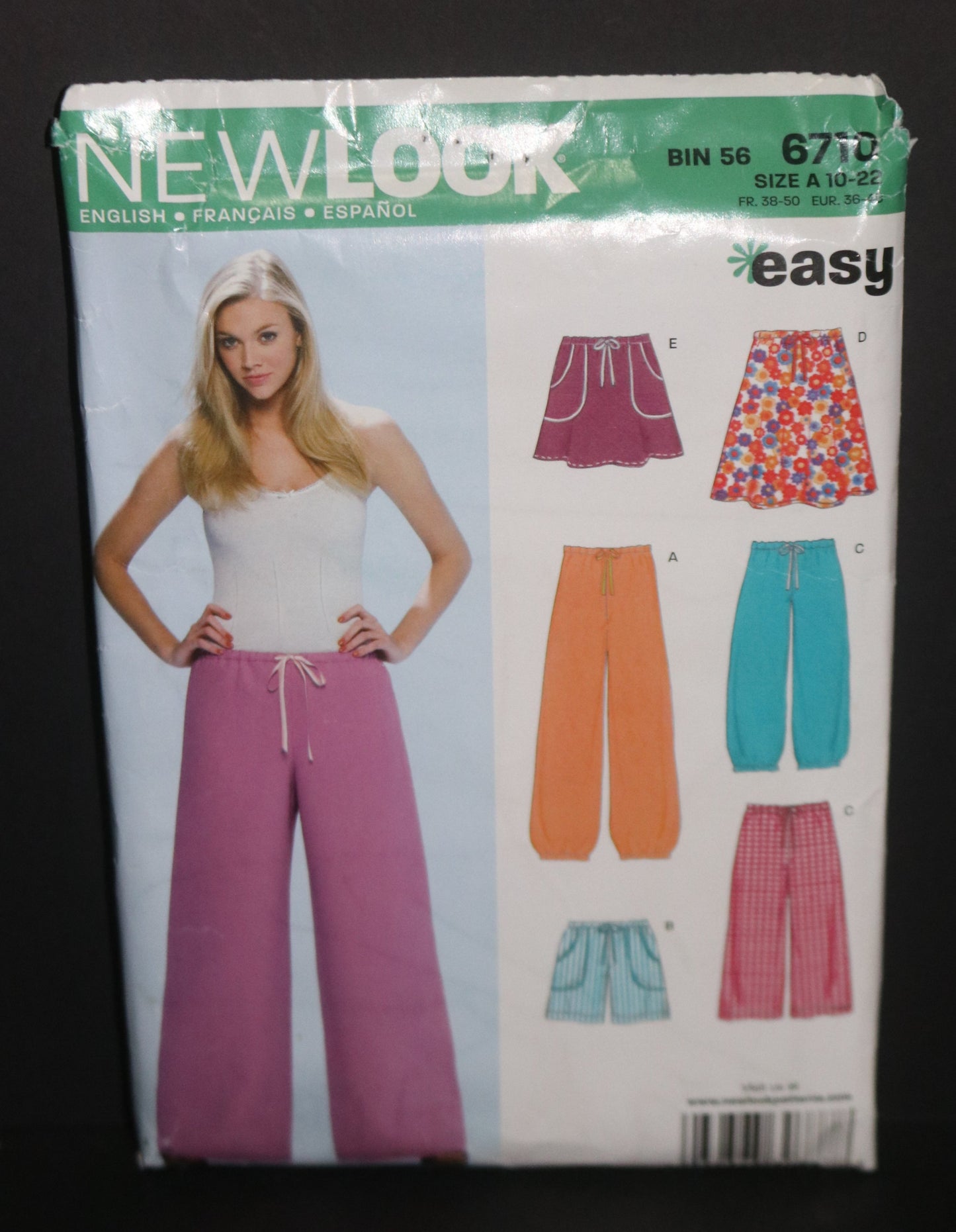 New Look 6710 Misses Misses Pull on Pants, Shorts and Skirt  Sewing Pattern - UNCUT - Size 10 - 22