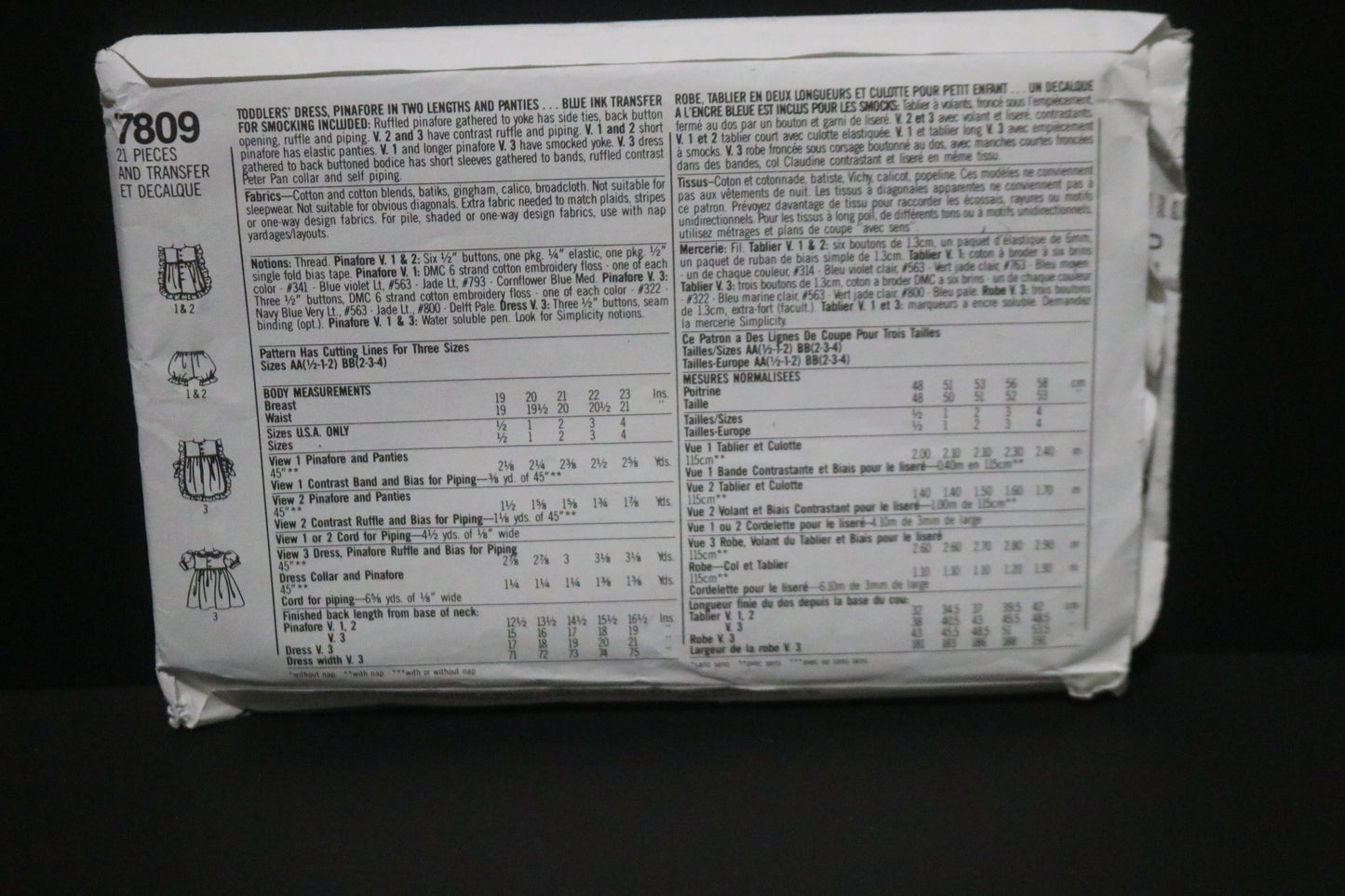 Simplicity 7809 Oliver Goodin Toddlers Dress Pinafore in Two Lengths and Panties Sewing Pattern - UNCUT - Size 2 - 4