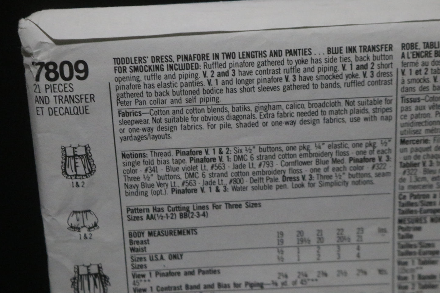 Simplicity 7809 Oliver Goodin Toddlers Dress Pinafore in Two Lengths and Panties Sewing Pattern - UNCUT - Size 2 - 4