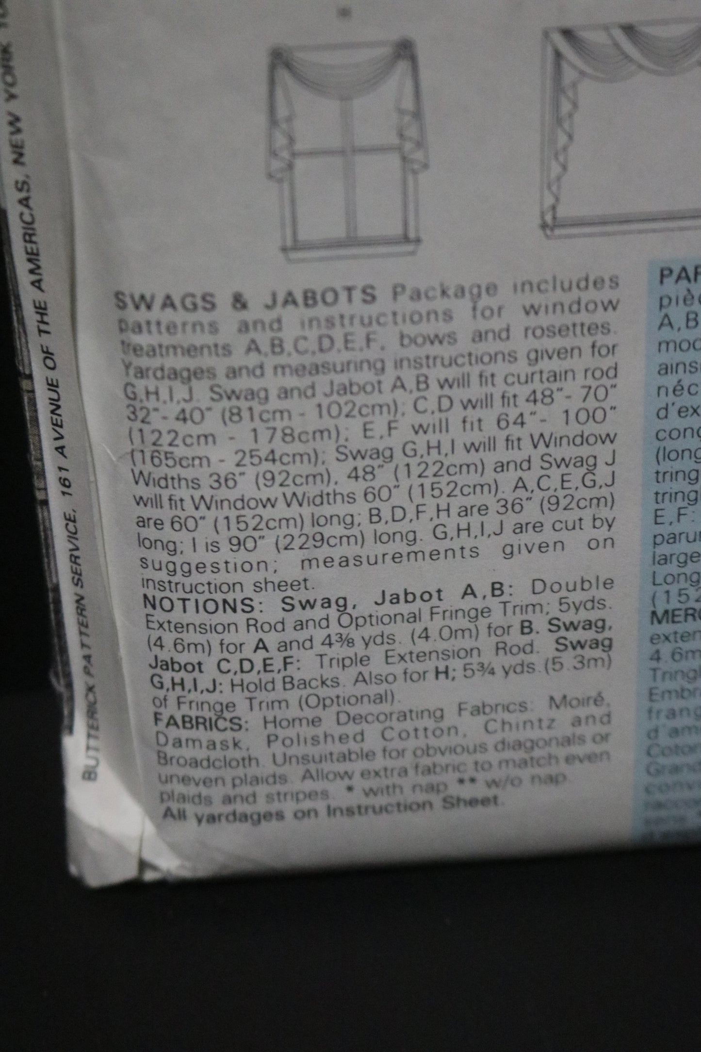 Butterick 5480 Swags and Jabots Sewing Pattern - UNCUT