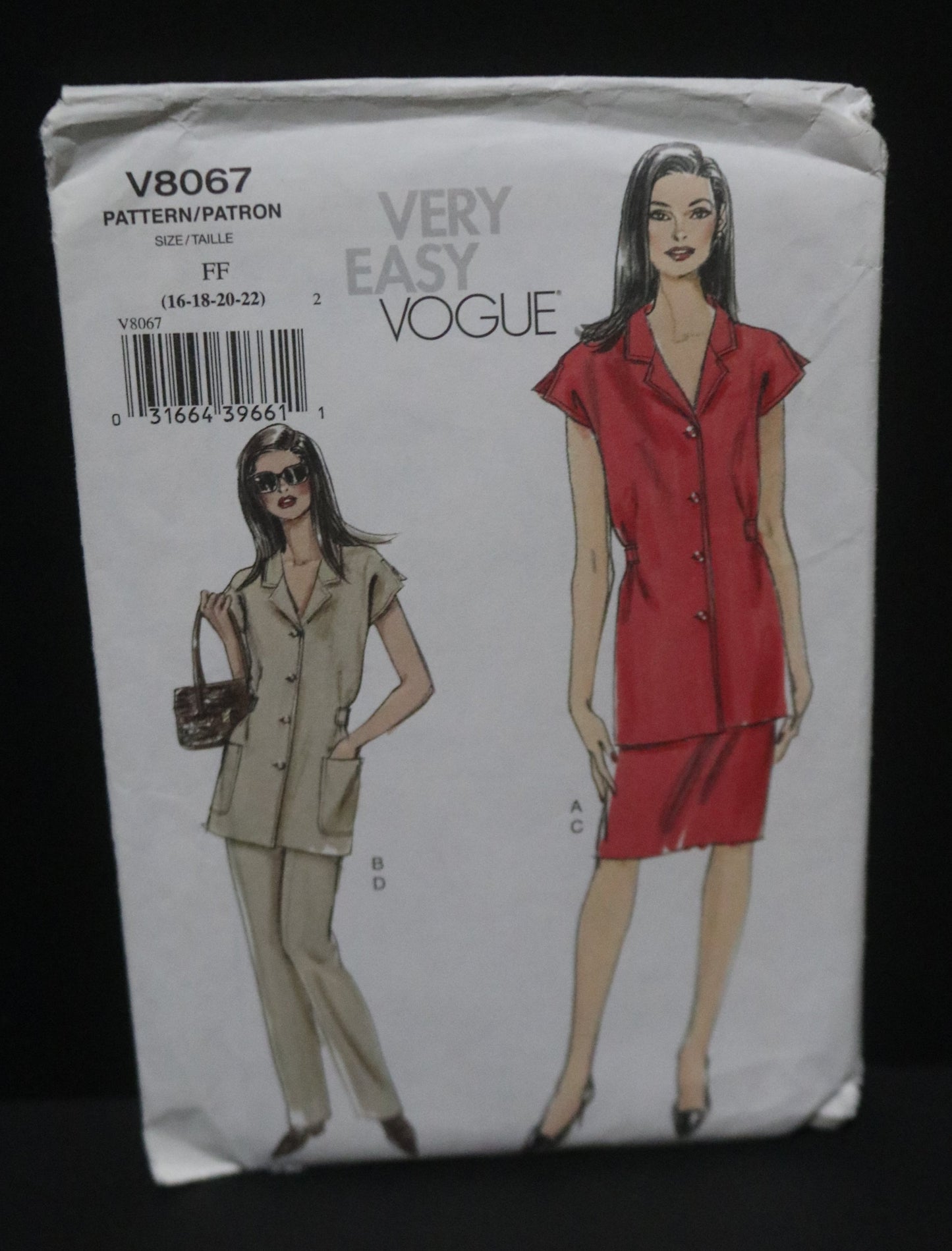 Vogue 8067 Misses Top Skirt and Pants Sewing Pattern - UNCUT - Size 16 18 20 22