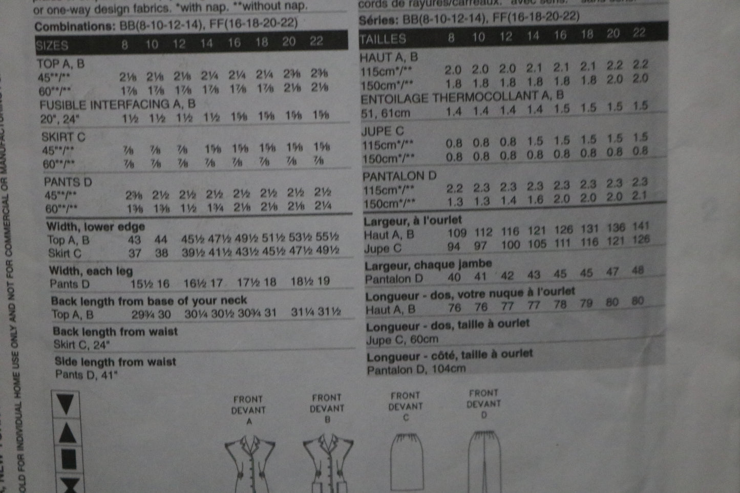 Vogue 8067 Misses Top Skirt and Pants Sewing Pattern - UNCUT - Size 16 18 20 22