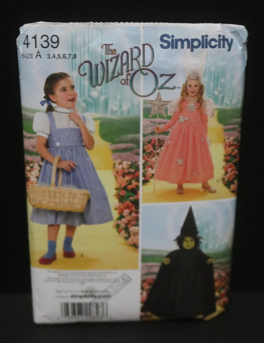 Simplicity 4139 Girls Wizard of Oz Dorothy and Glinda Costume Sewing Pattern - UNCUT - Size 3 4 5 6 7 8