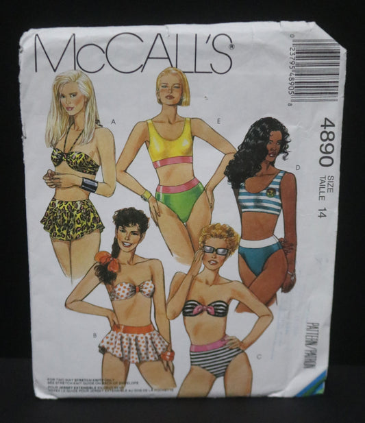 McCAlls 4890 Misses Two Piece Swimsuits Sewing Pattern UNCUT Size 14