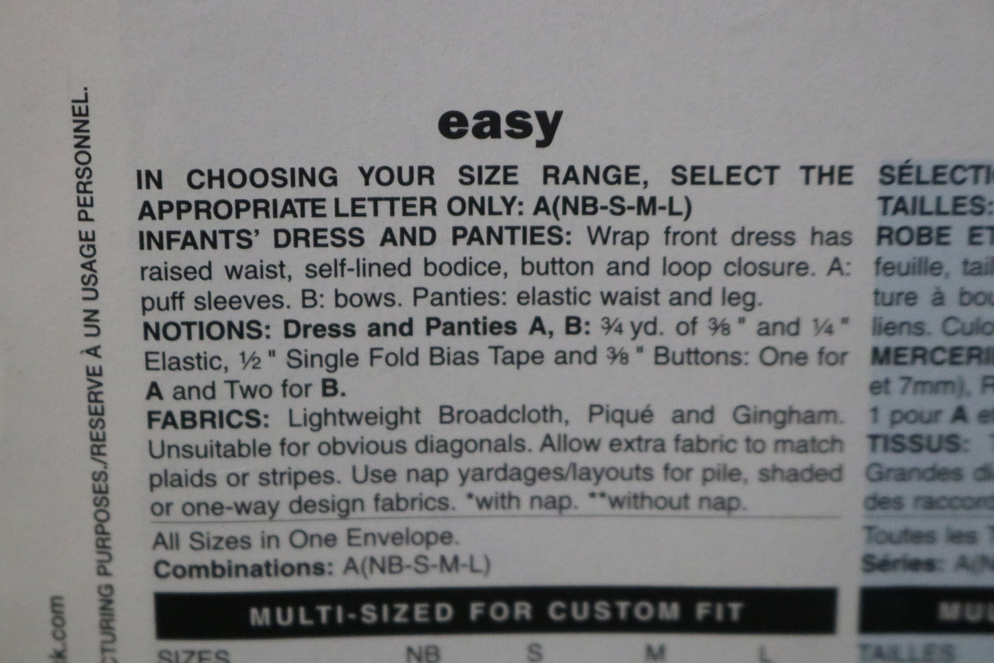 See and Sew 4700 Infants Dress and Panties Sewing Pattern - UNCUT - Size NB - L