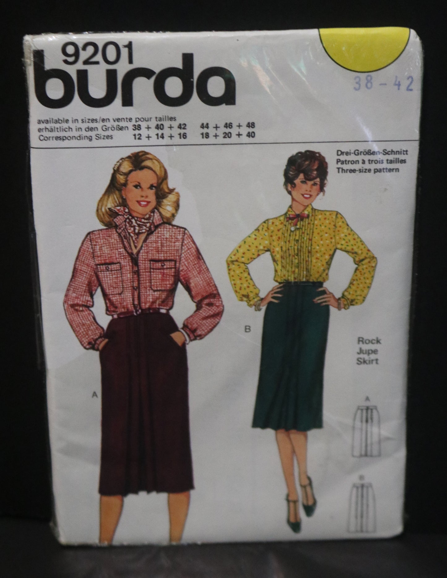 Burda 9201 Misses Skirt Sewing Pattern - UNCUT - Size 12 14 16