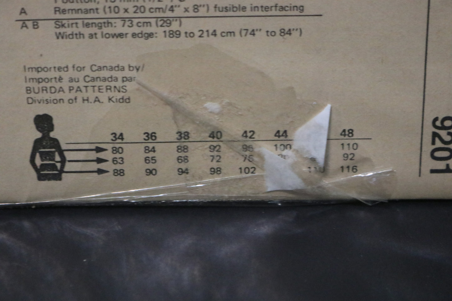 Burda 9201 Misses Skirt Sewing Pattern - UNCUT - Size 12 14 16