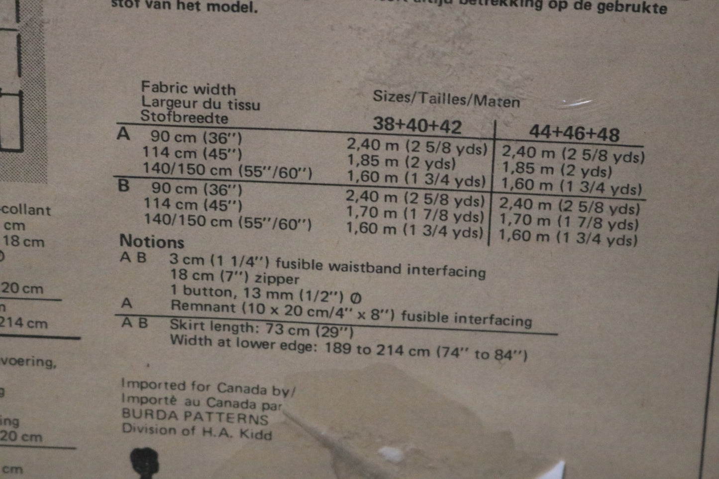 Burda 9201 Misses Skirt Sewing Pattern - UNCUT - Size 12 14 16