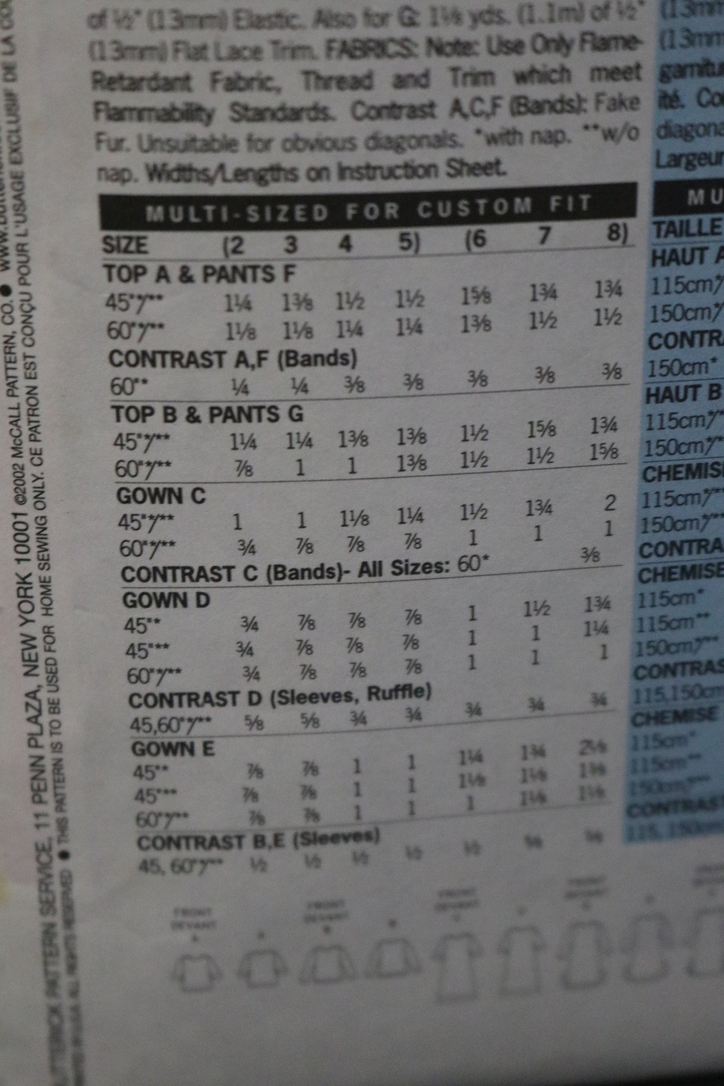 Butterick 3318 Children's Girls Top Gown and Pants Sewing Pattern - UNCUT Size 6 7 8