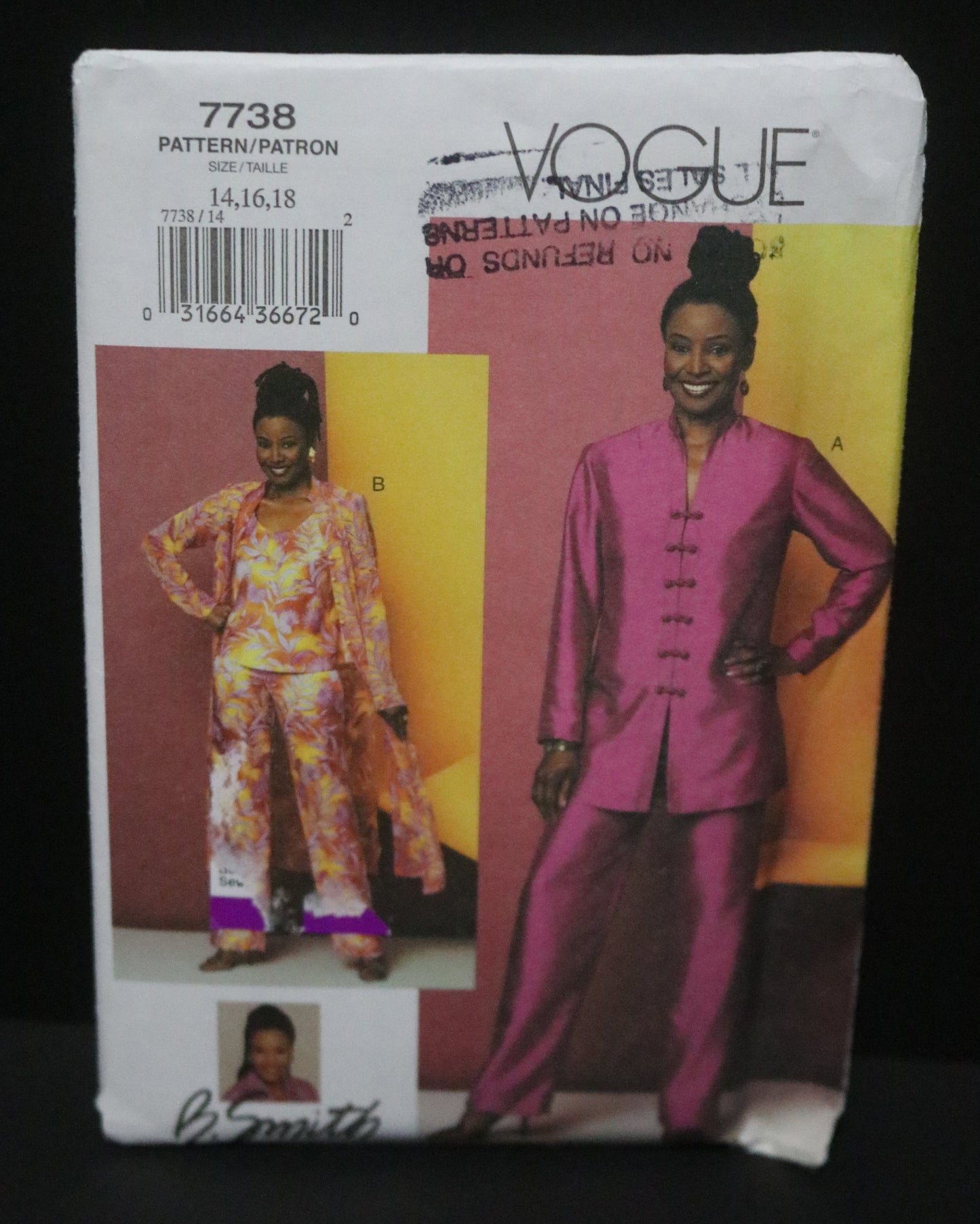 Vogue 7738 Misses / Misses Petite Tunic Duster Top and Pants Sewing Pattern - UNCUT - Size 14 16 18