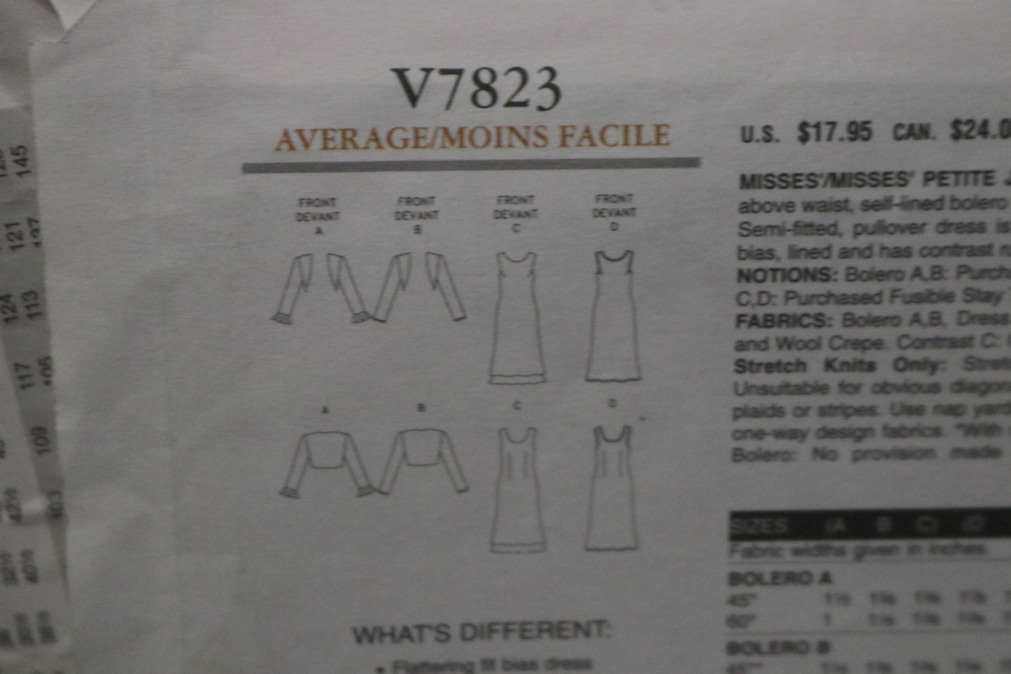 Vogue 7823 Sandra Betzina Misses / Misses Petite Jacket and Dress Sewing Pattern - UNCUT - Size A B C