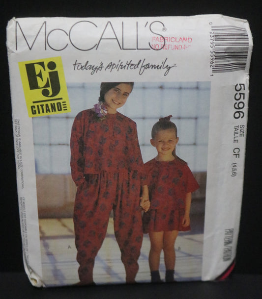 McCalls 5596 Gitano Children's and Girls Top Skirt and Pants Sewing Pattern UNCUT Size 4 5 6