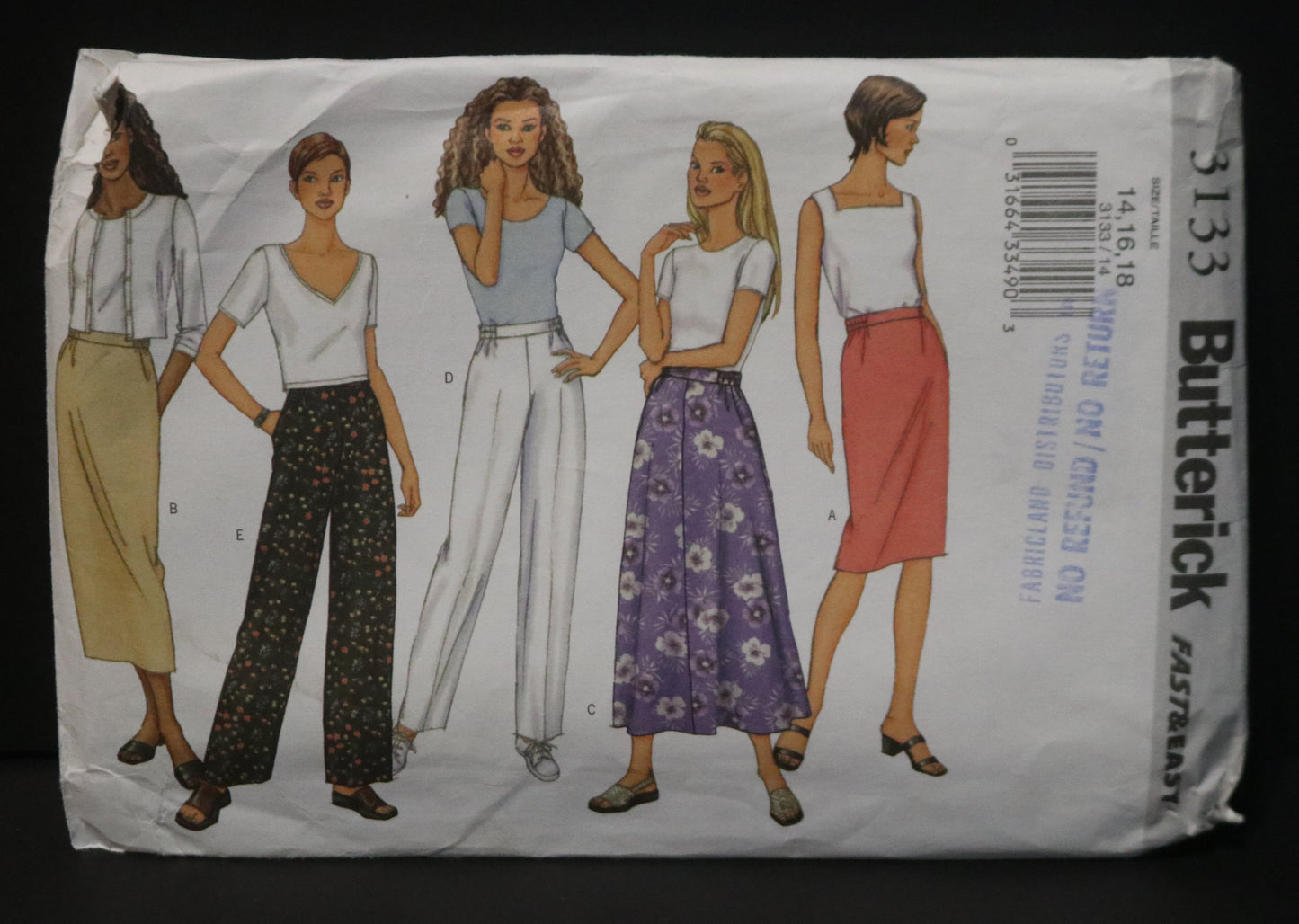 Butterick 3133 Misses / Misses Petite Pull on Skirt and Pants Sewing Pattern UNCUT Size 14 16 18