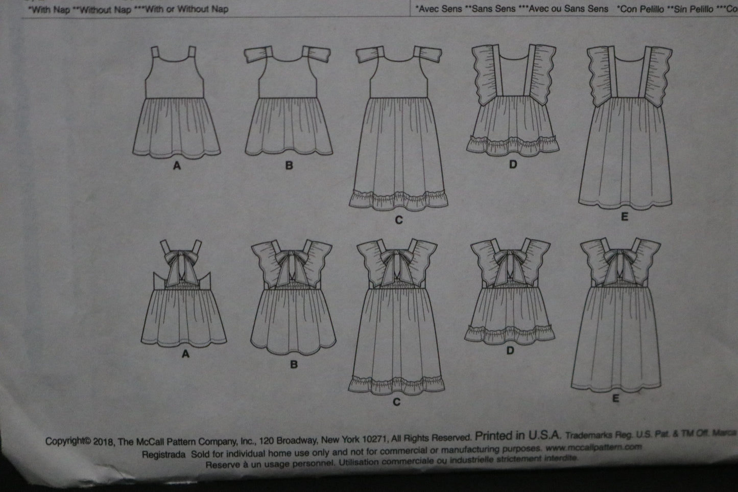 McCalls 7739 Children's Girls Dress Sewing Pattern UNCUT Size 6 7 8