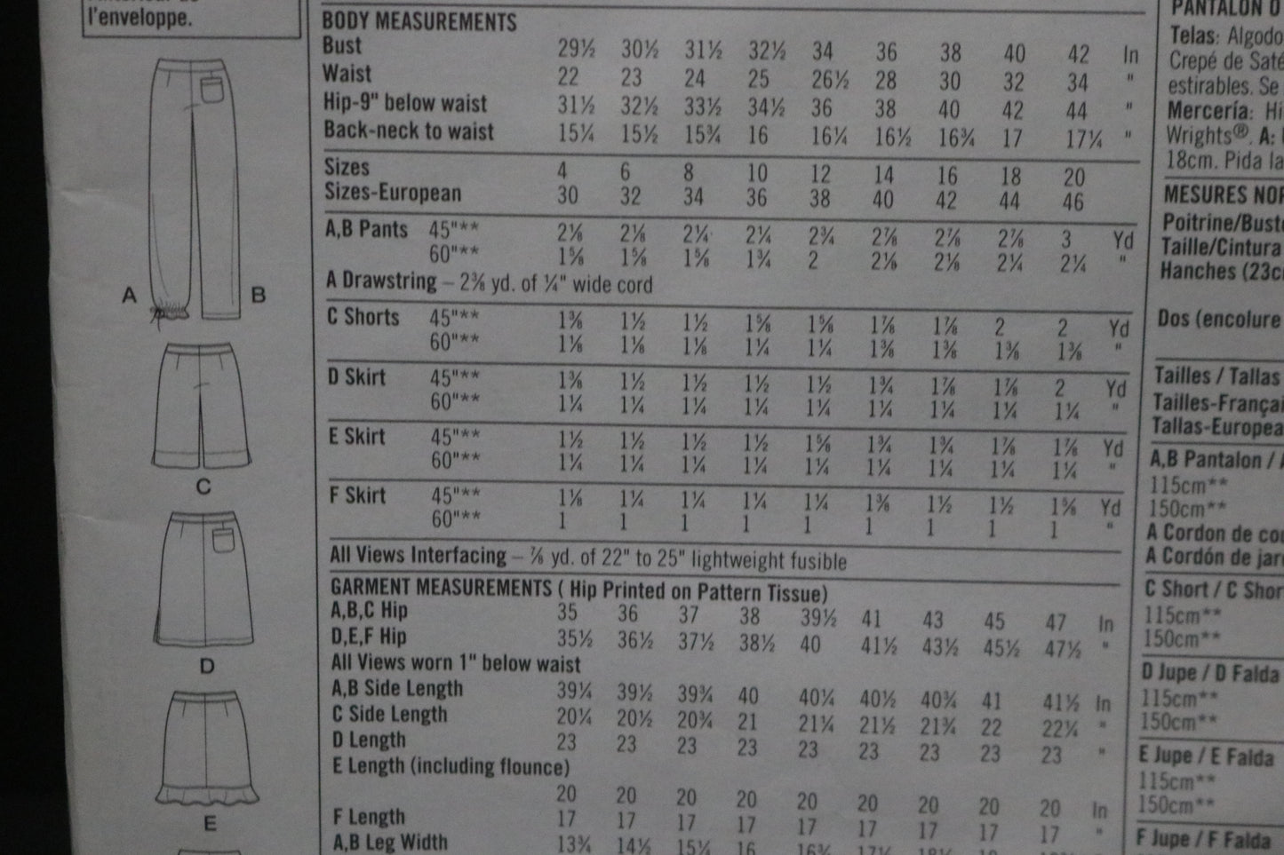 Simplicity 4701 Misses Pants or Shorts and Skirt in Three Lengths Sewing Pattern - UNCUT -  Size 4 6 8 10