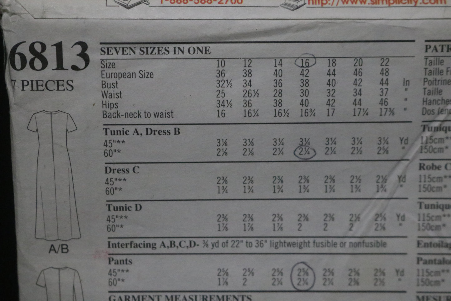 New Look 6813 Misses Dress Tunic and Pants Sewing Pattern - UNCUT - Size 10 - 22