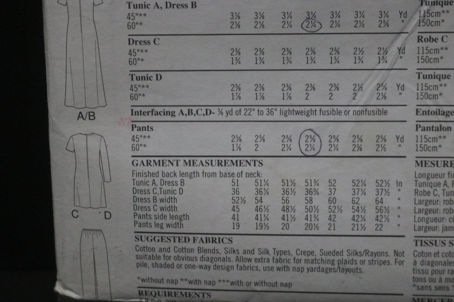 New Look 6813 Misses Dress Tunic and Pants Sewing Pattern - UNCUT - Size 10 - 22