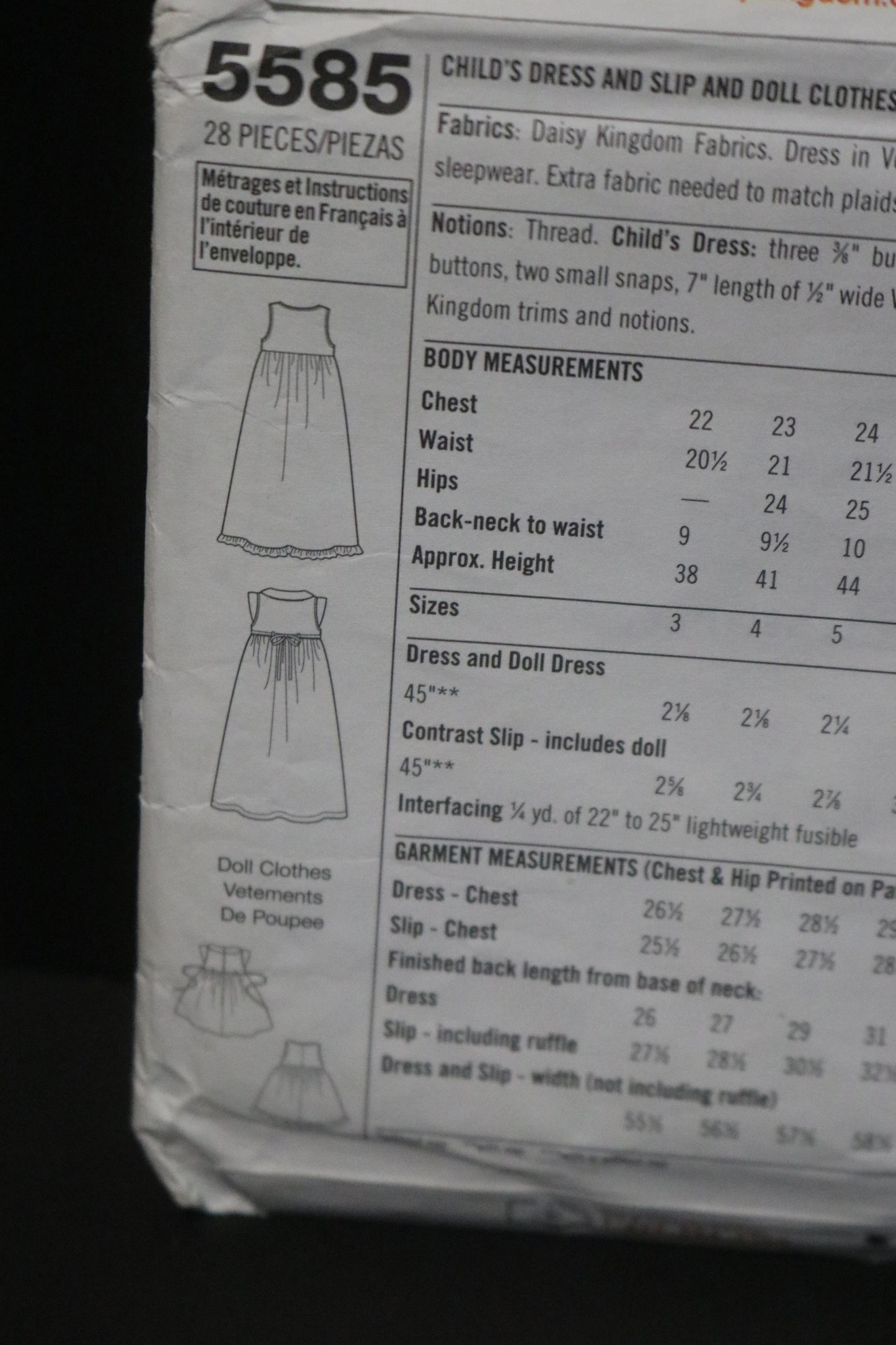 Simplicity 5585 Daisy Kingdom Girls and Childs Dress Sewing Pattern - UNCUT - Size 3 4 5 6