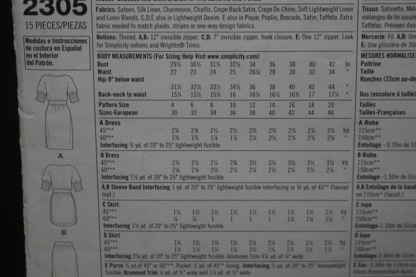 Simplicity 2305 Cynthia Rowley Misses Dresses and Skirts, Each in Two Lengths and Purse Sewing Pattern &nbsp;  UNCUT Size 4 6 8 10 12