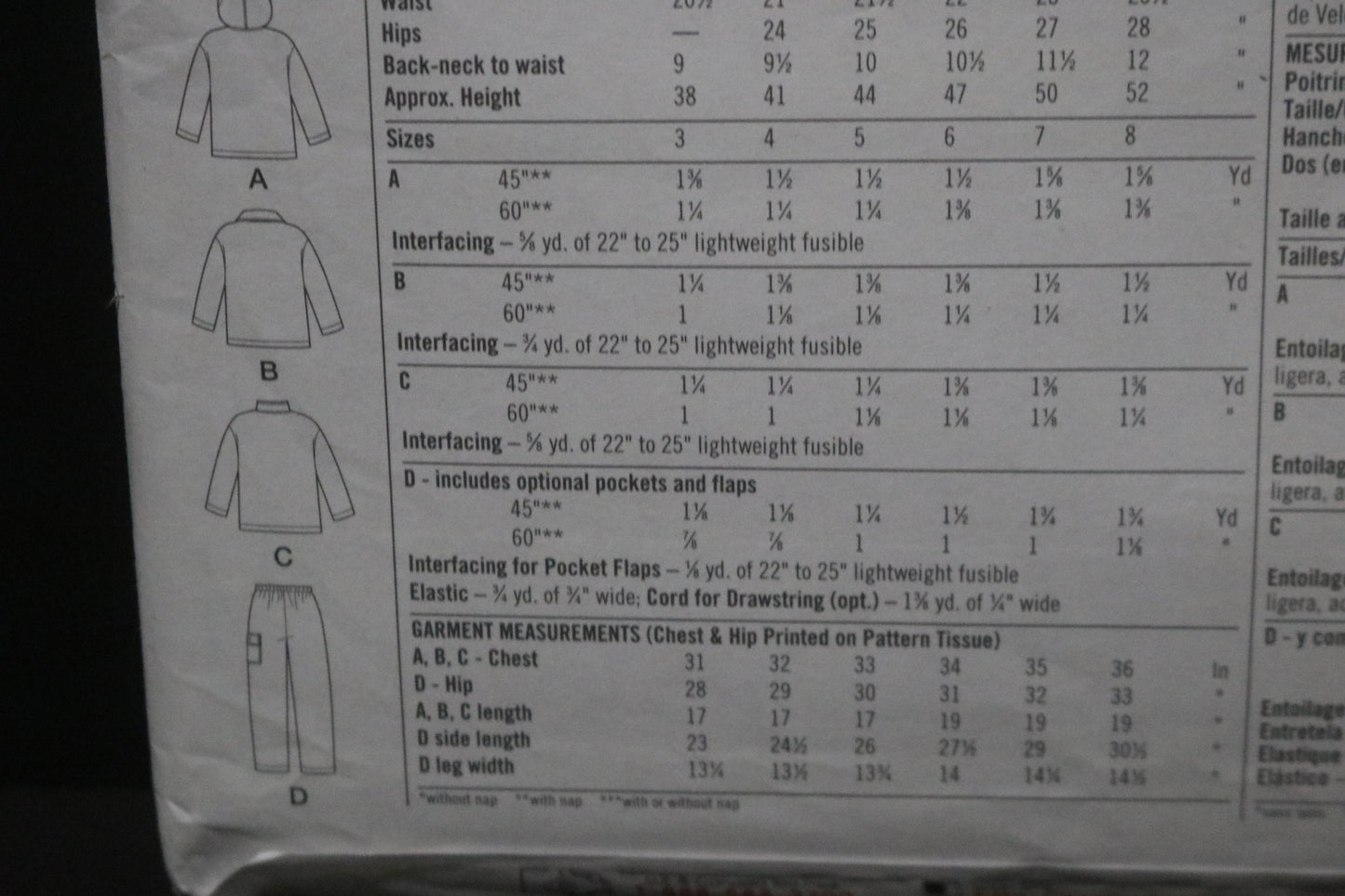 Simplicity 8902 Childs Jacket and Pants Sewing Pattern UNCUT Size 3 4 5 6 7 8