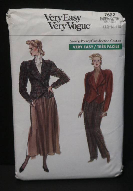 Vogue 7622 Misses / Misses Petite Jacket Skirt and Pants Sewing Pattern - UNCUT - Size 12 14 16