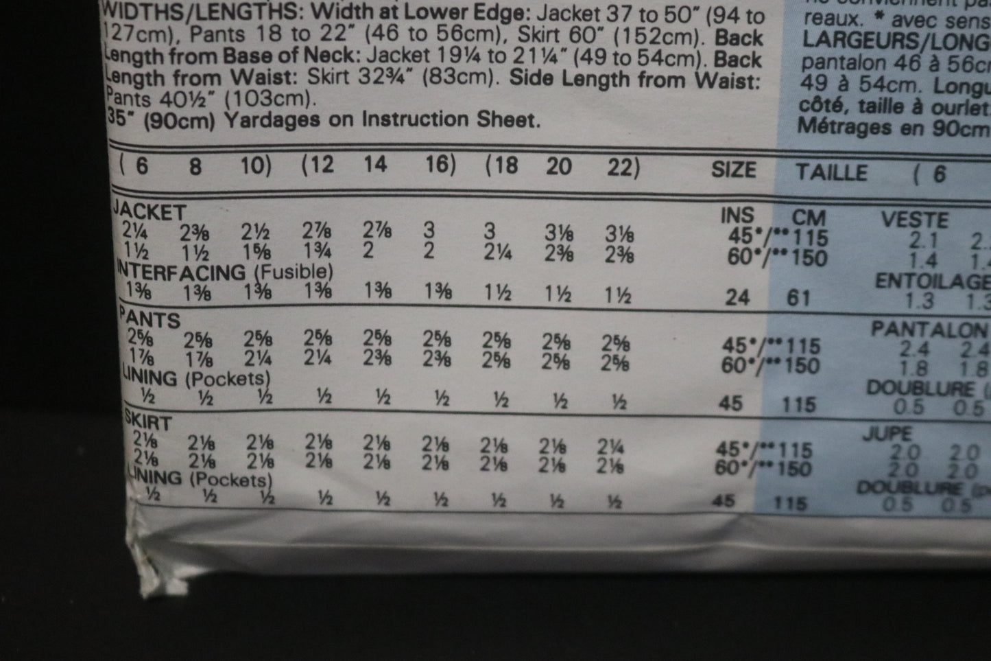 Vogue 7622 Misses / Misses Petite Jacket Skirt and Pants Sewing Pattern - UNCUT - Size 12 14 16