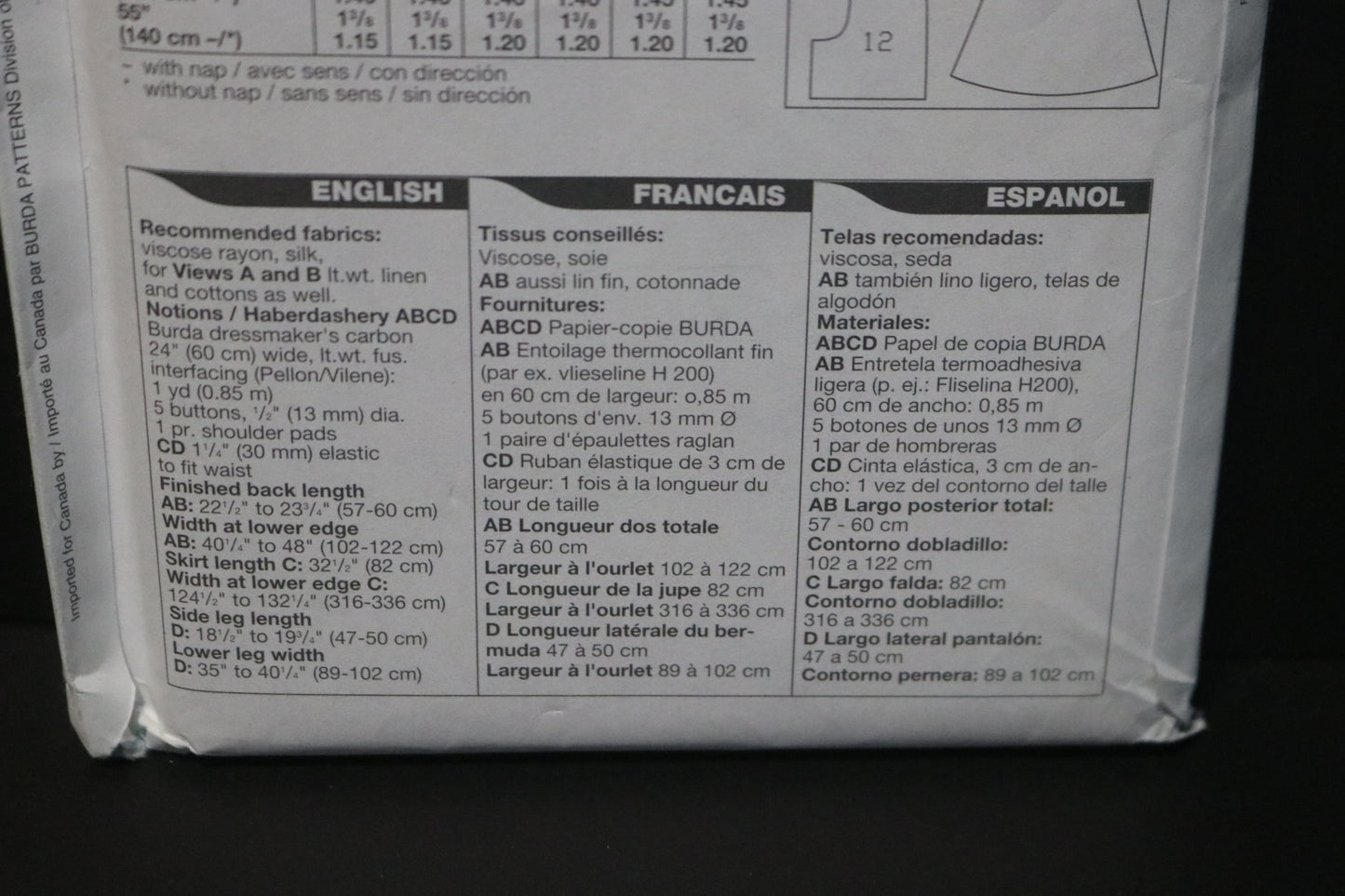 Burda 3753 Misses Blouse Shorts and Skirt  Sewing Pattern - UNCUT - Size 10 12 14 16 18 20