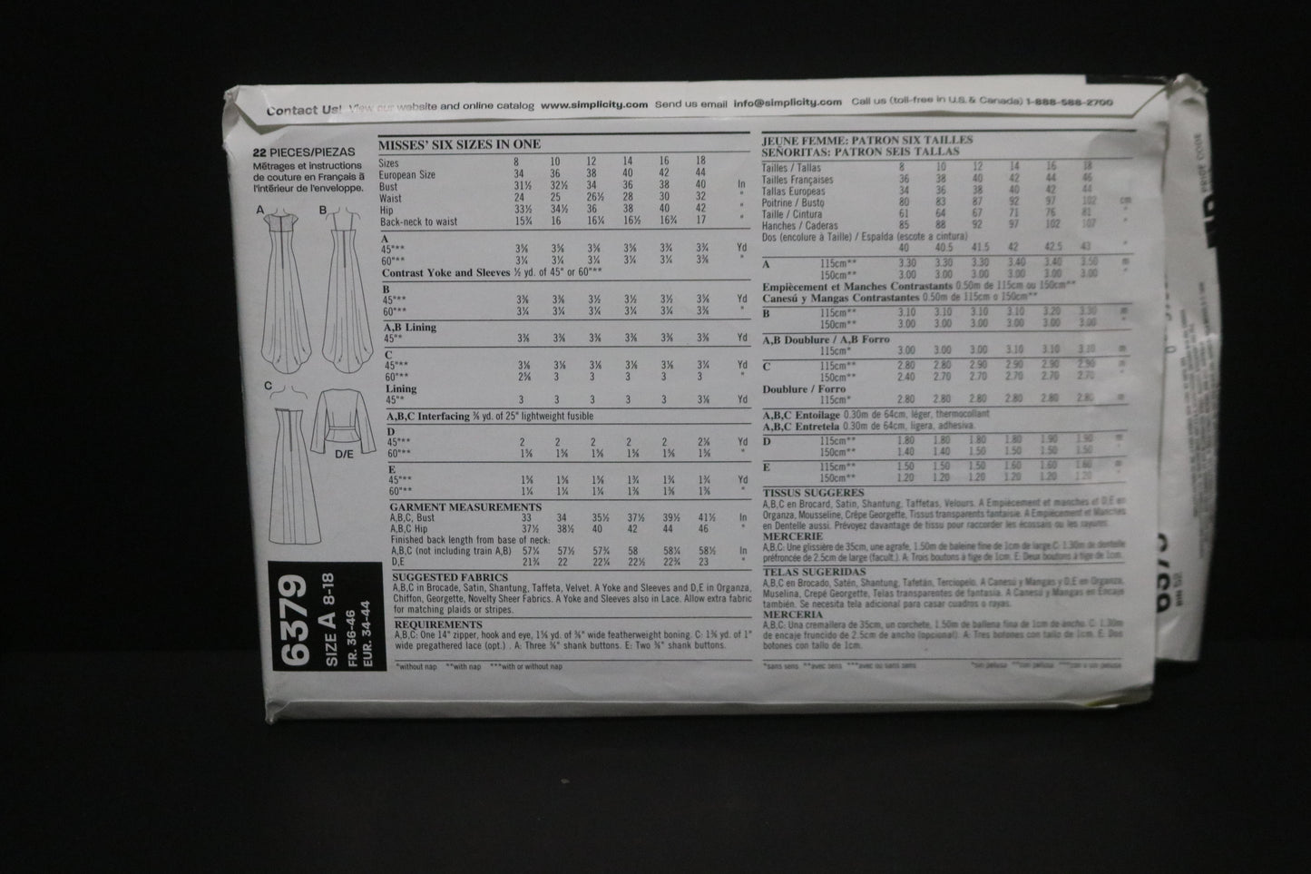 New Look 6379 Misses Gowns and Jacket ewing Pattern - UNCUT - Size 8 - 18