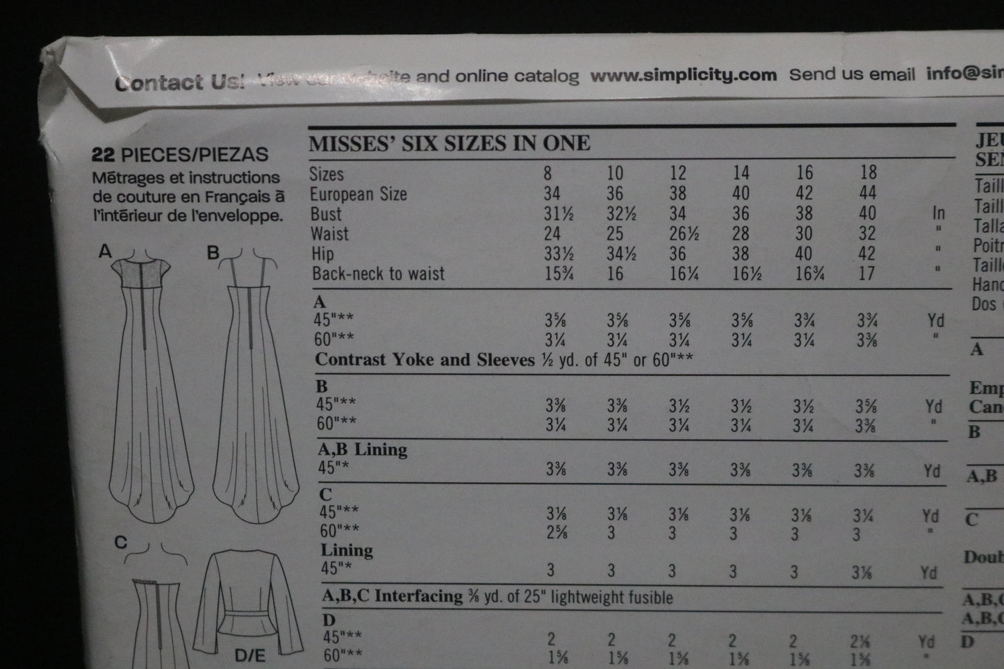 New Look 6379 Misses Gowns and Jacket ewing Pattern - UNCUT - Size 8 - 18